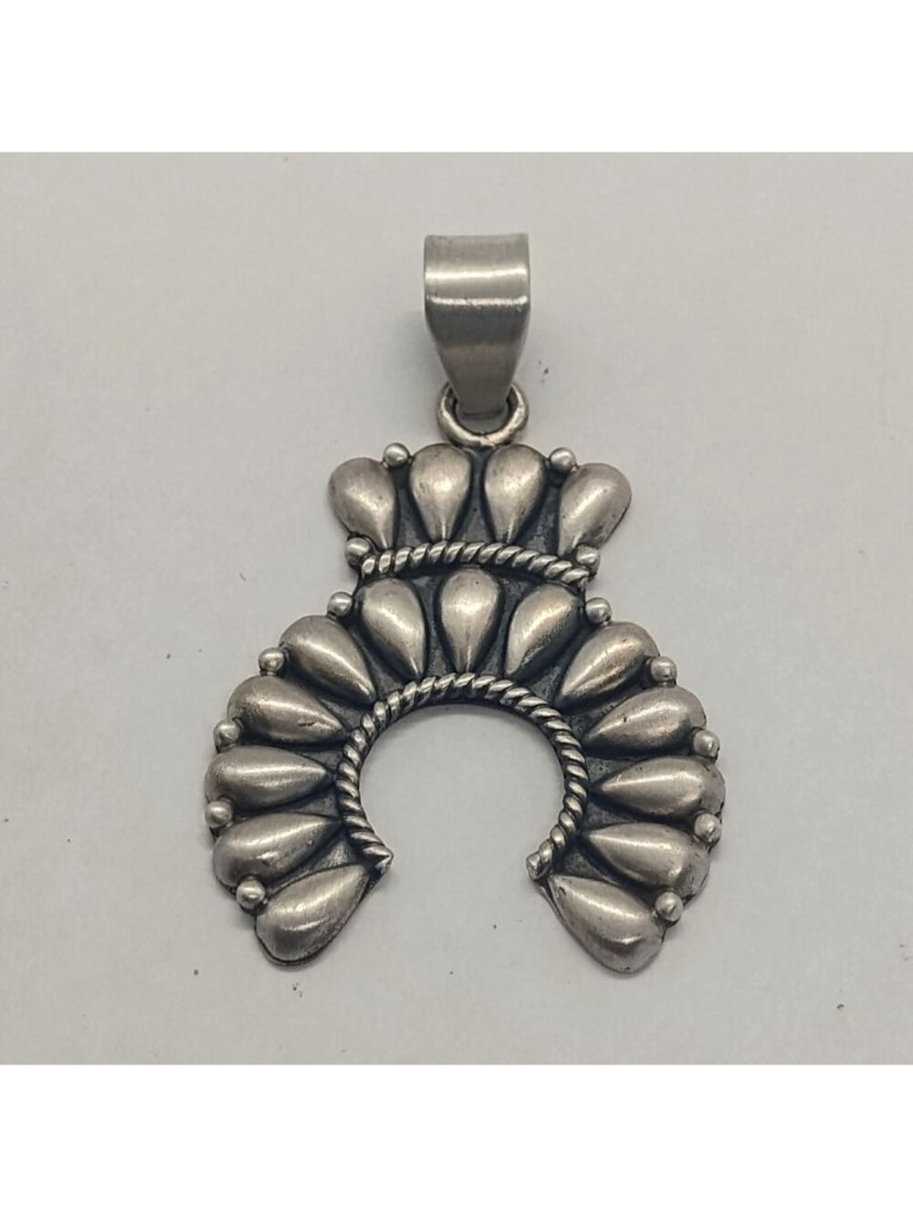 Southwest Sterling Silver Naja Pendant 2" Long Wide Bail